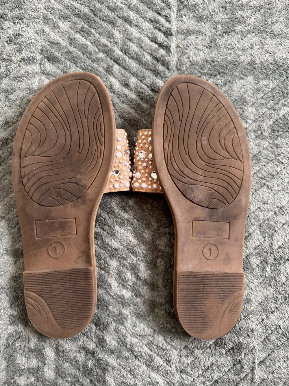 art class Nude Pearl & Rhinestone Slide Sandals